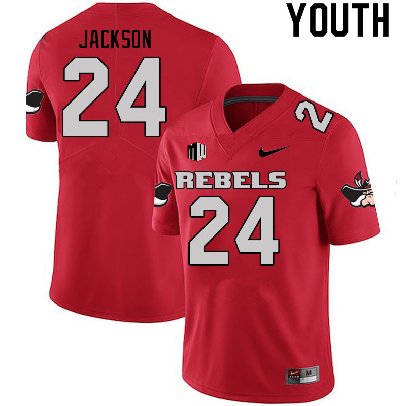 Youth #24 Bryce Jackson UNLV Rebels College Football Jerseys Sale-Scarlet - Click Image to Close